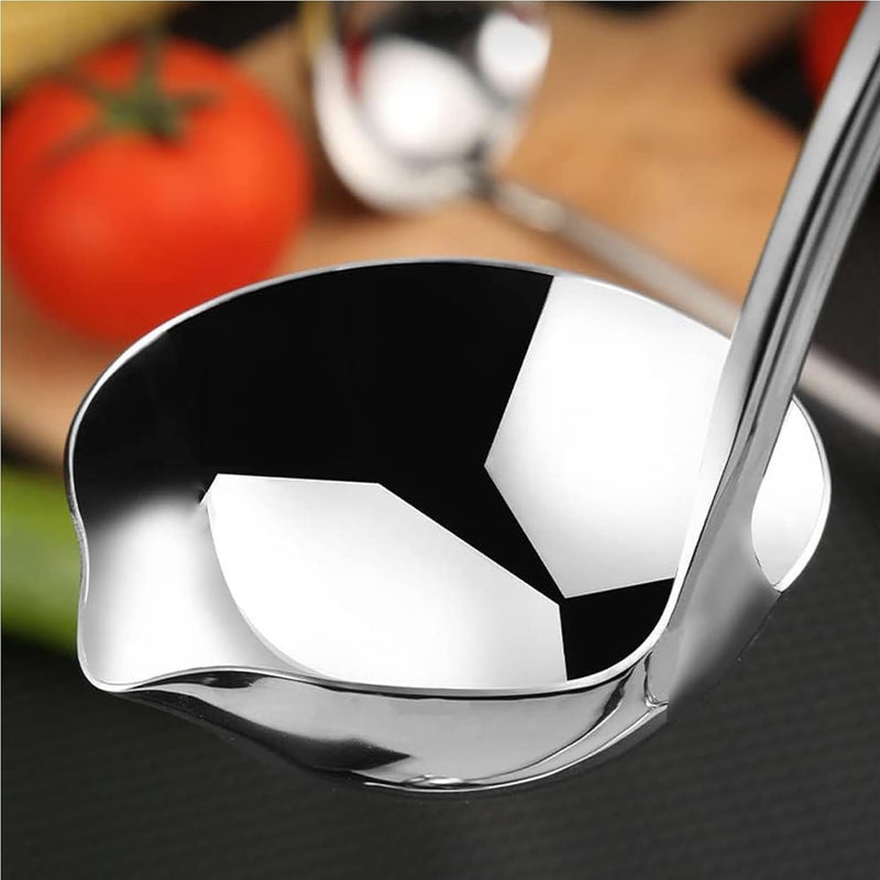 Zjunhm Soup Ladle 304 Stainless Steel Heavy Ladle with Pour Spout for Soups, Serving, Cooking, Stews and More 11.8 inch 1-Piece(Colour:Silver) - Image 2